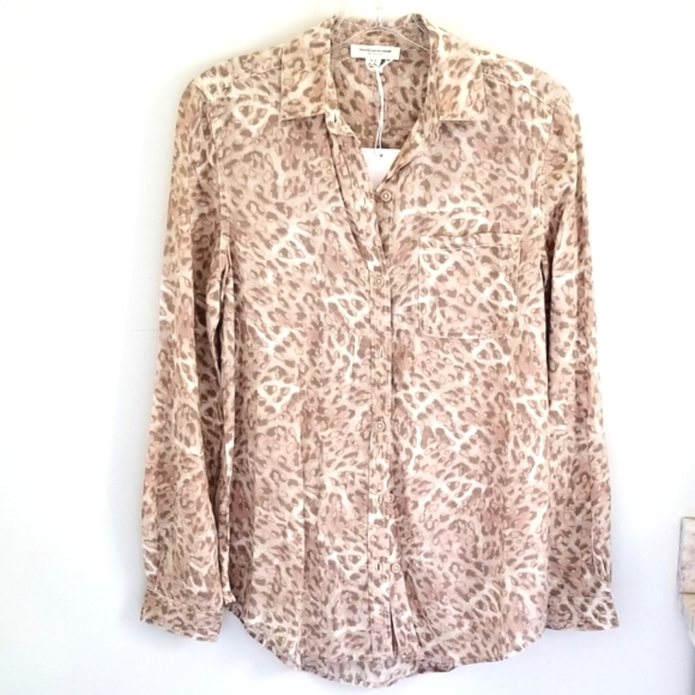 Beach Lunch Lounge animal print button down shirt NWT